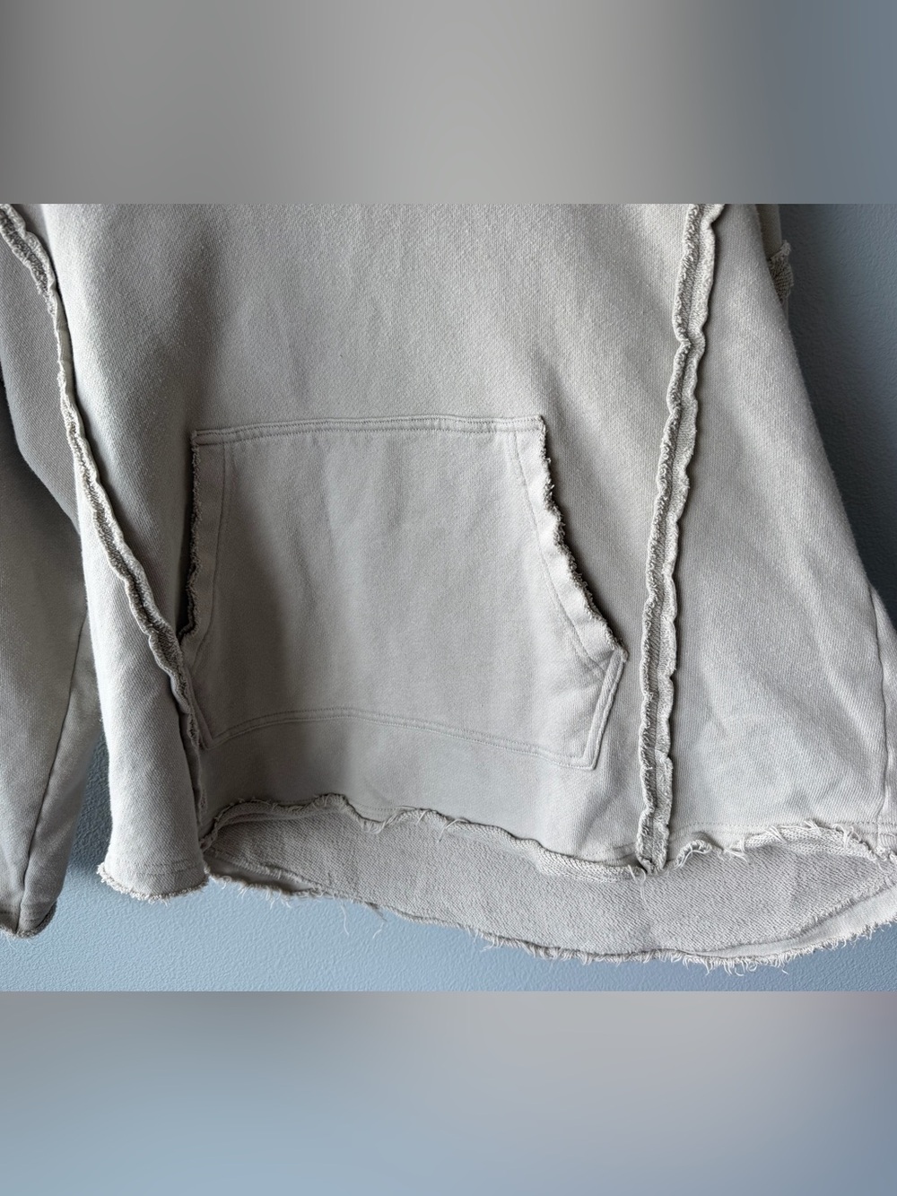 Natural Life tan cotton oversized raw hems Weekend hoodie Women’s sz L/XL - Picture 5 of 8